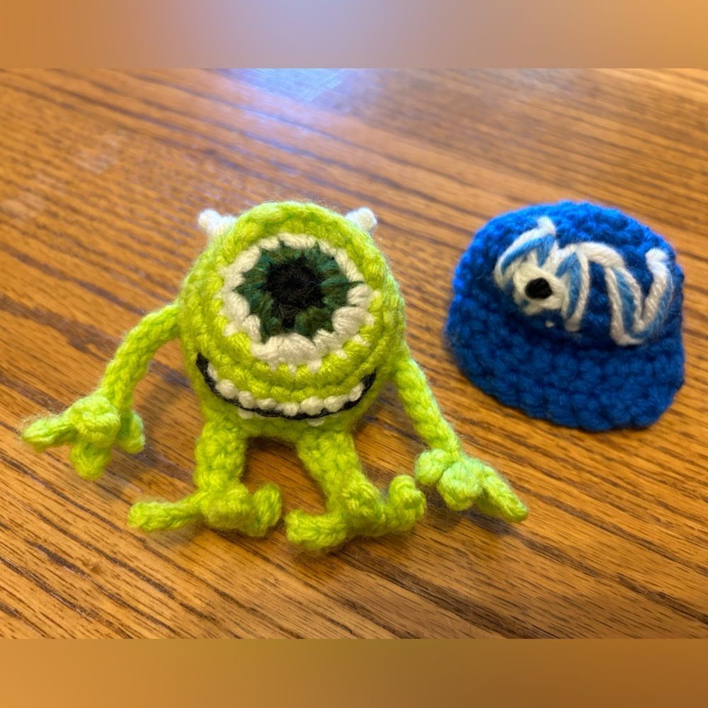 Mike Wazowski and MU Hat Crochet Amigurumi Doll